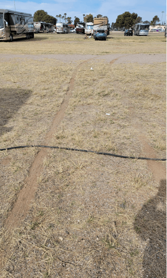 Tire drag marks on the ground