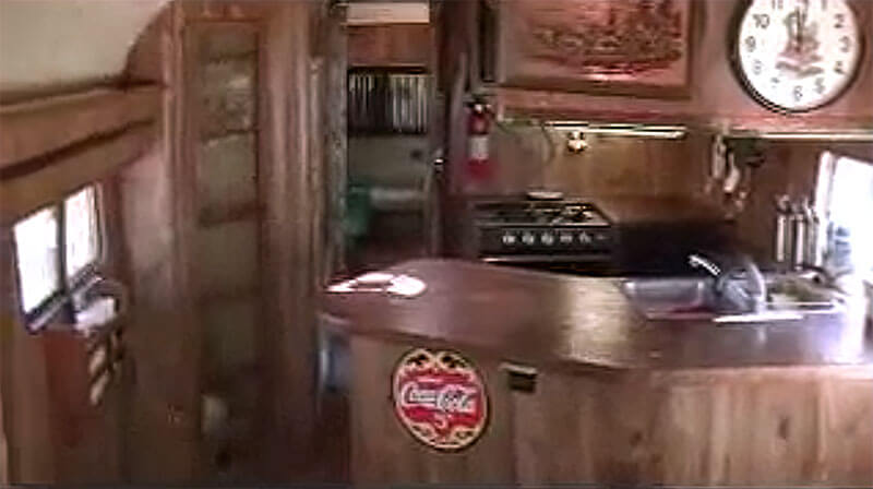 Interior showing the kitchen area. 