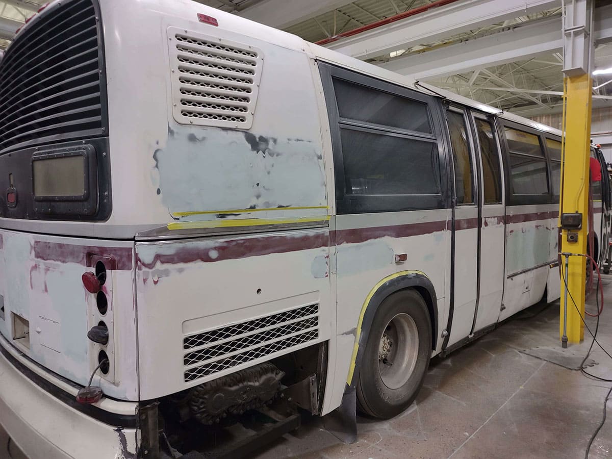 All damaged areas of the body were first repaired.