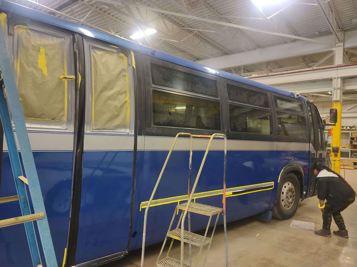 Finishing by painting the trim.