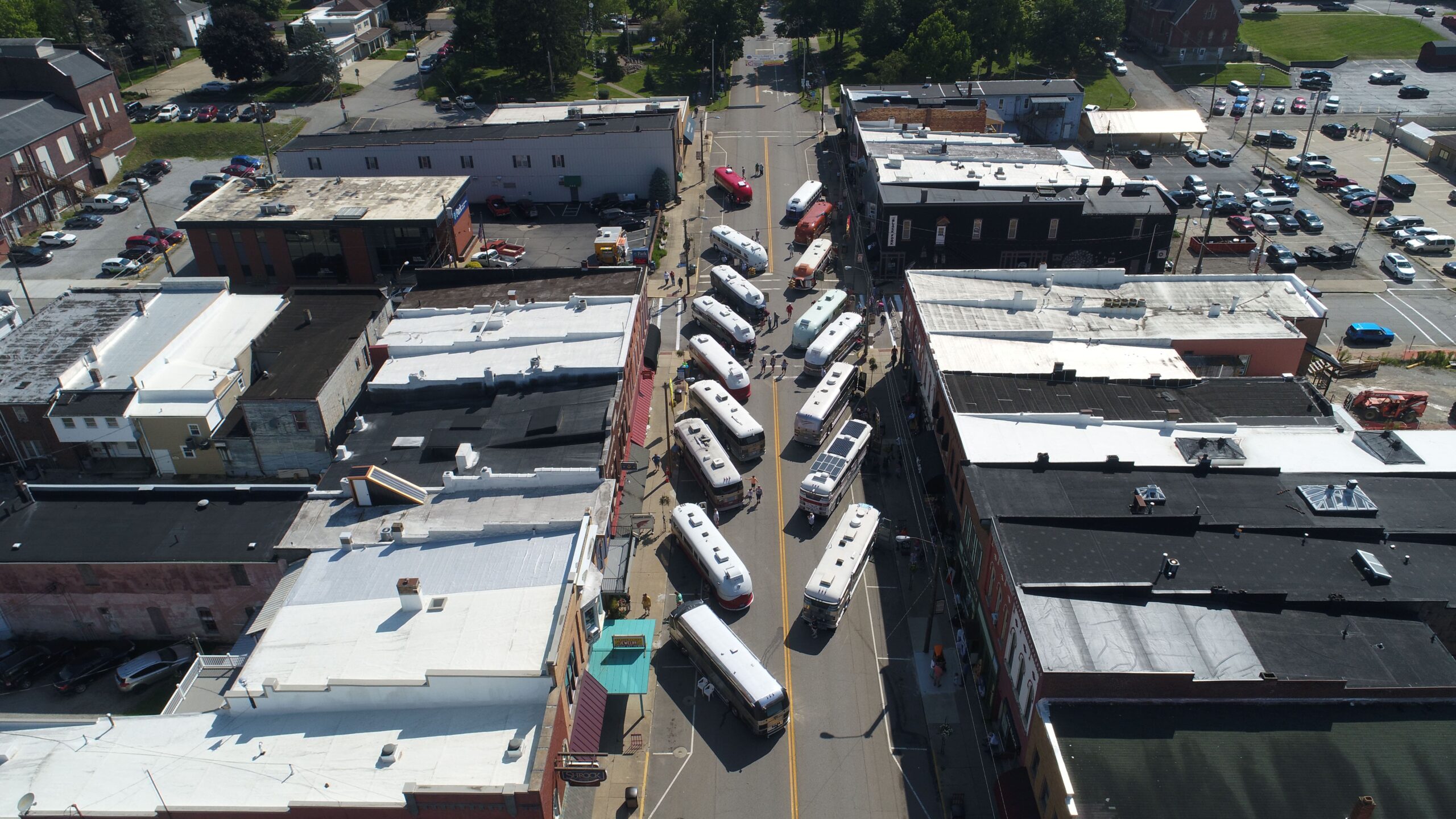 Bird’s-eye view of downtown Loudonville, Ohio on our day.