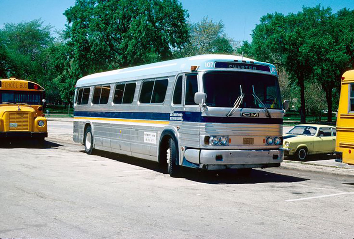 Here is a charter (passenger) bus, from the 1960s. Notice how the windows are starting to get larger.