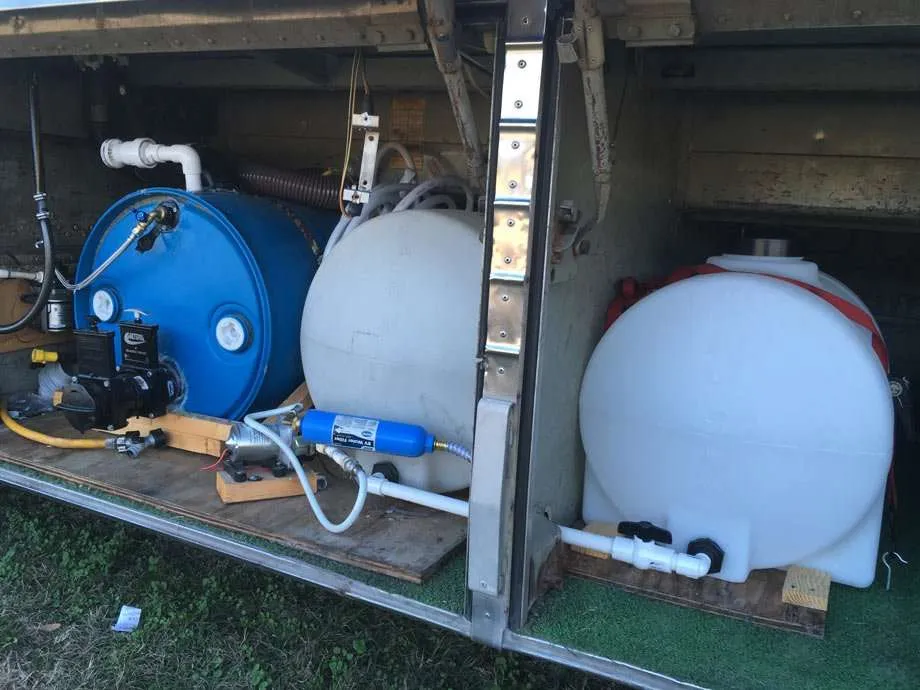 
Tanks in a bus bay are protected from the elements and can be heated.