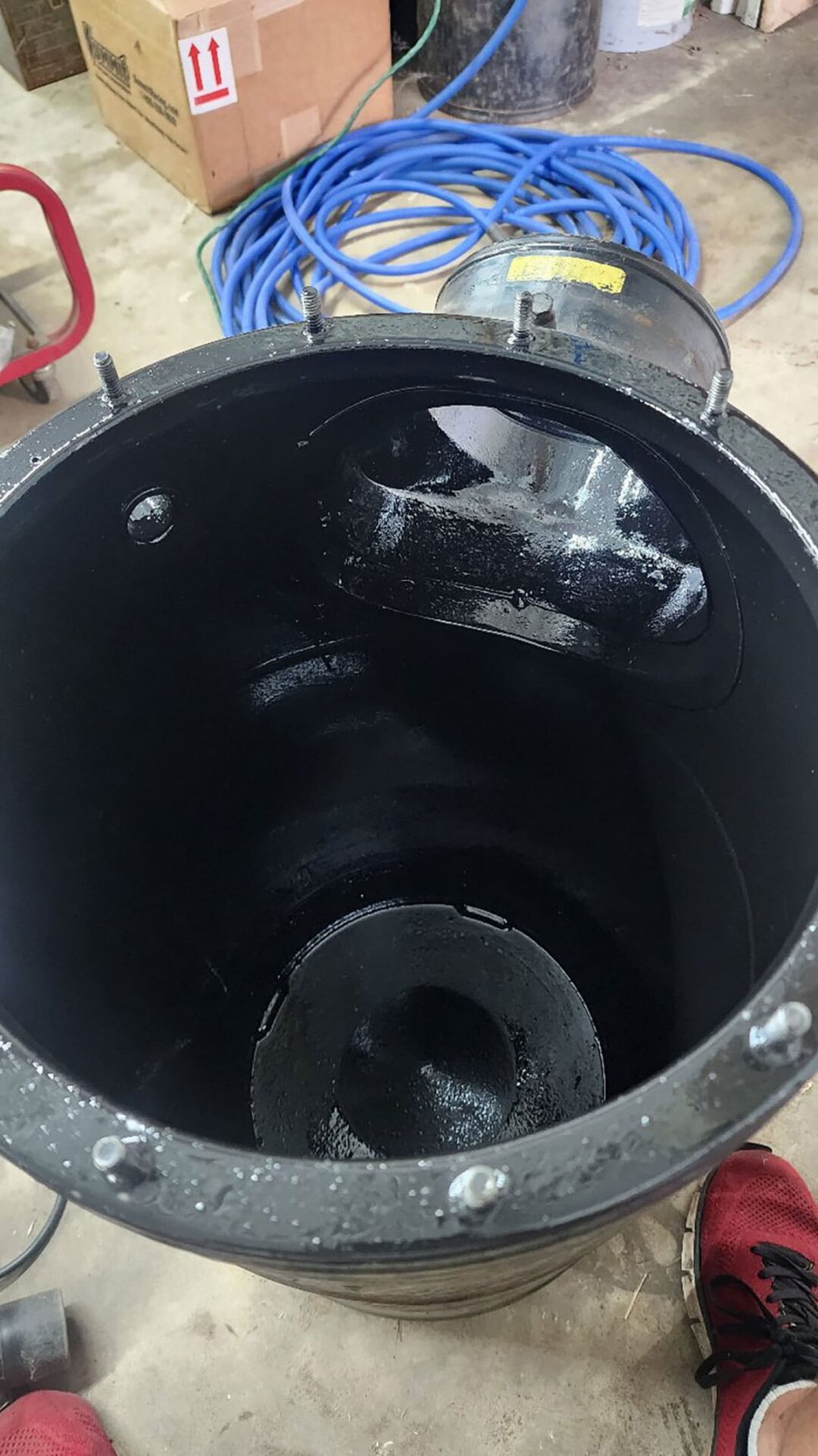 Air Filter Housing after prepping and painting it with POR-15.