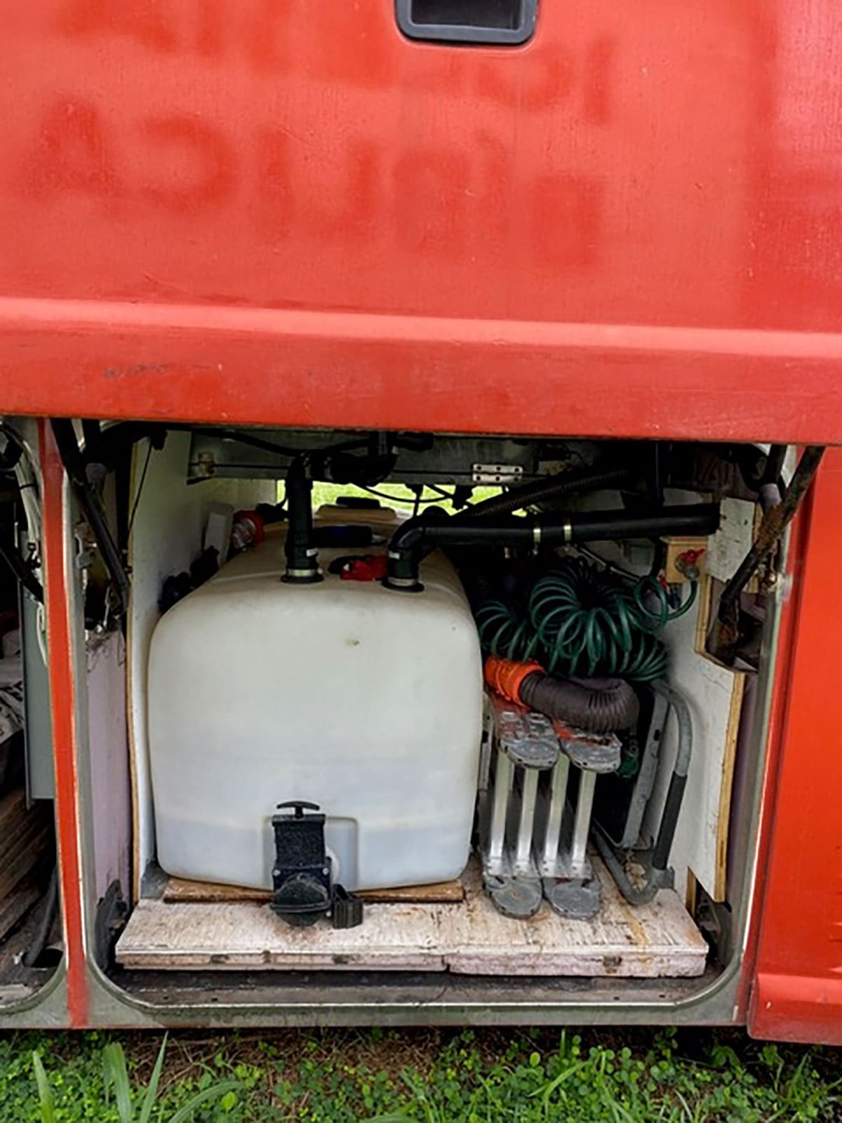 Our gray/black water tank and storage.