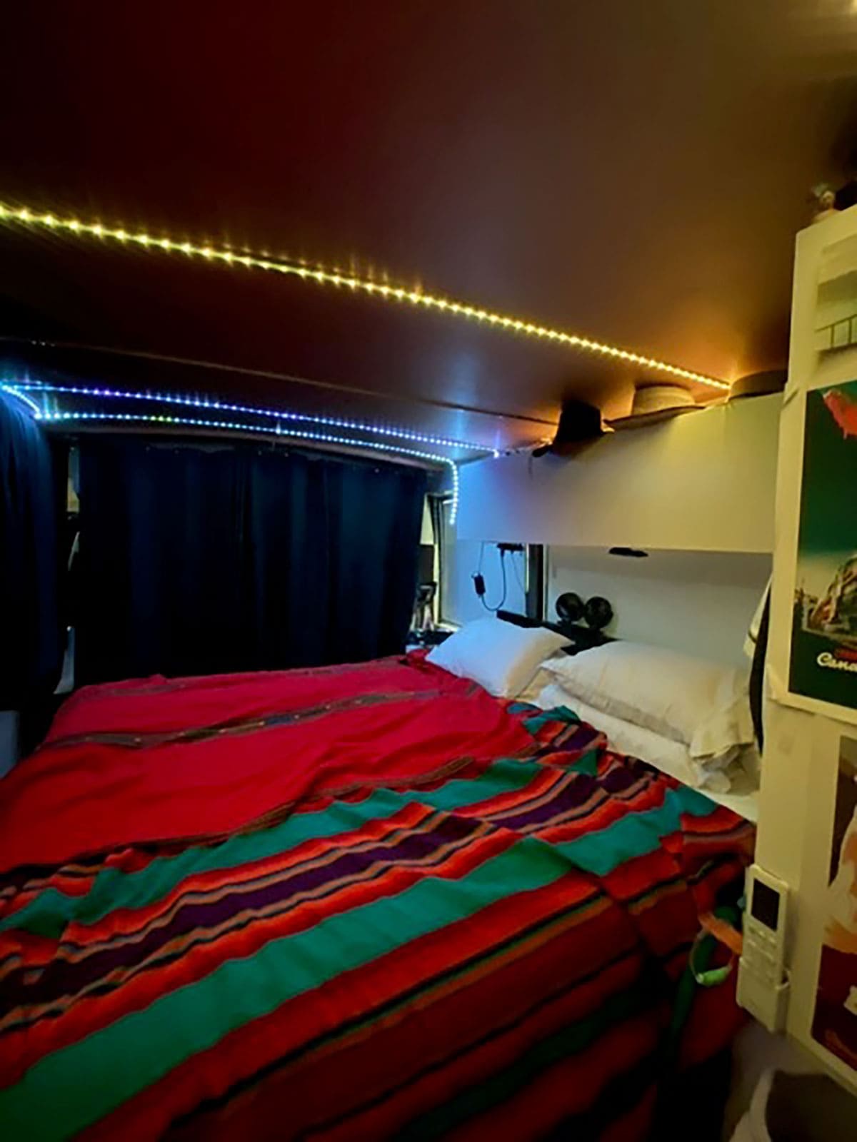 The bedroom. We have heat shields and curtains to prevent the sun from coming in and to keep the room cool since Jajadabus has all its windows.