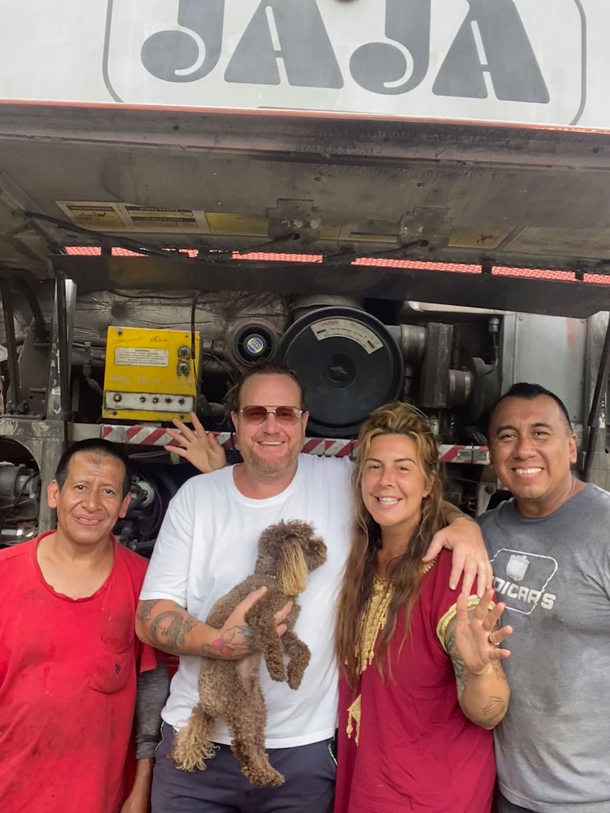 After more than 12 hours of work to repair the radiator in 52° C (125° F) heat in San Blas, El Salvador.