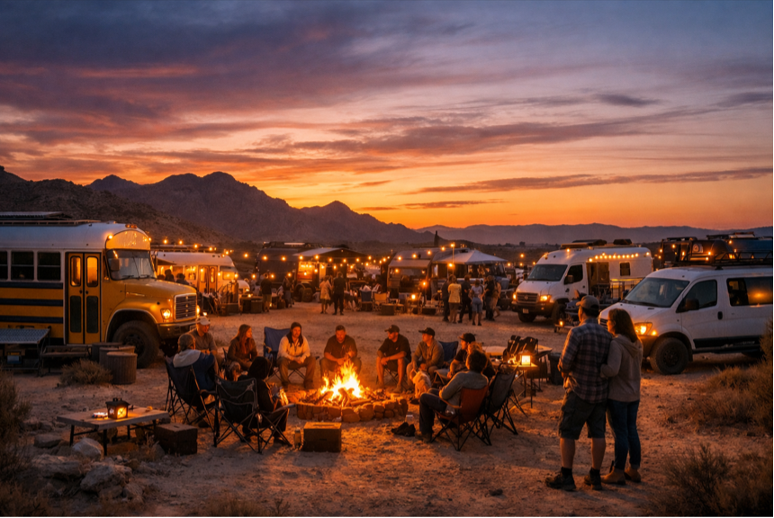 People sharing knowledge and stories and enjoying their freedom.